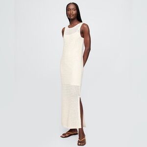 Gap Beachy BoHo Crochet Maxi Dress NWT Small Tall Cream Summer Vacation 70s